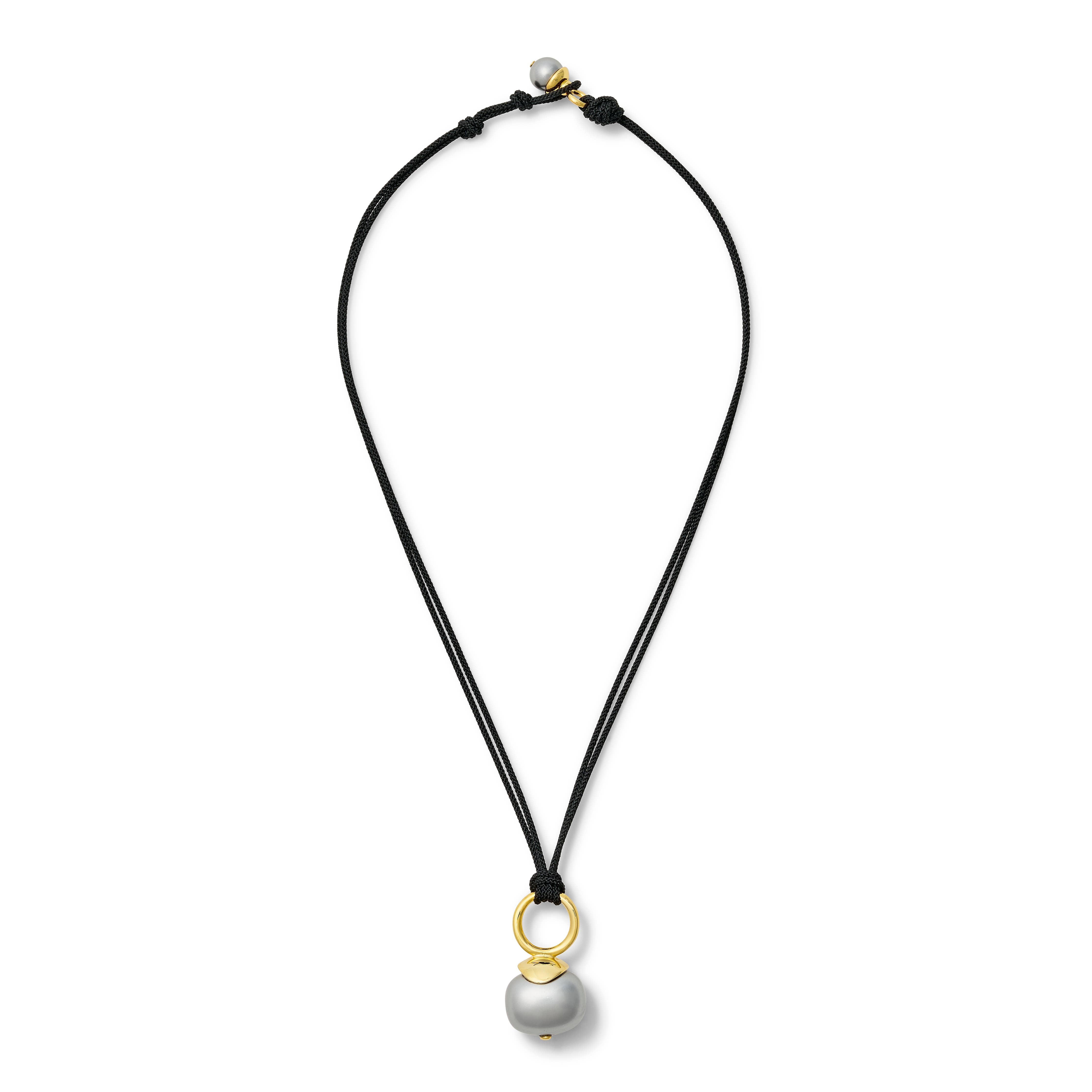 Pebble Pearl Pendant on Black Cord ~ a Palette of Hues