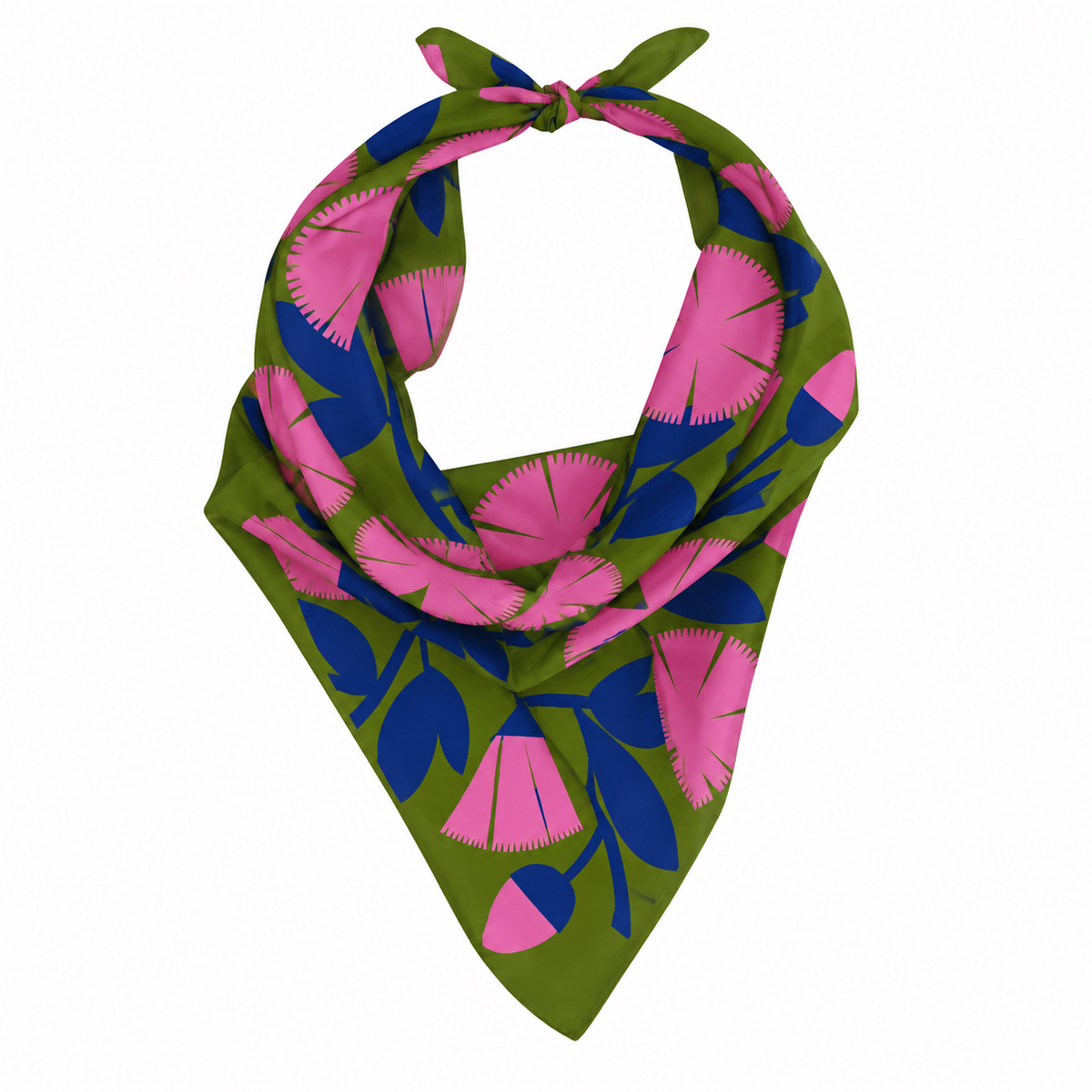 Pink & Green Dianthus Scarf 100% Silk | Floral | Women