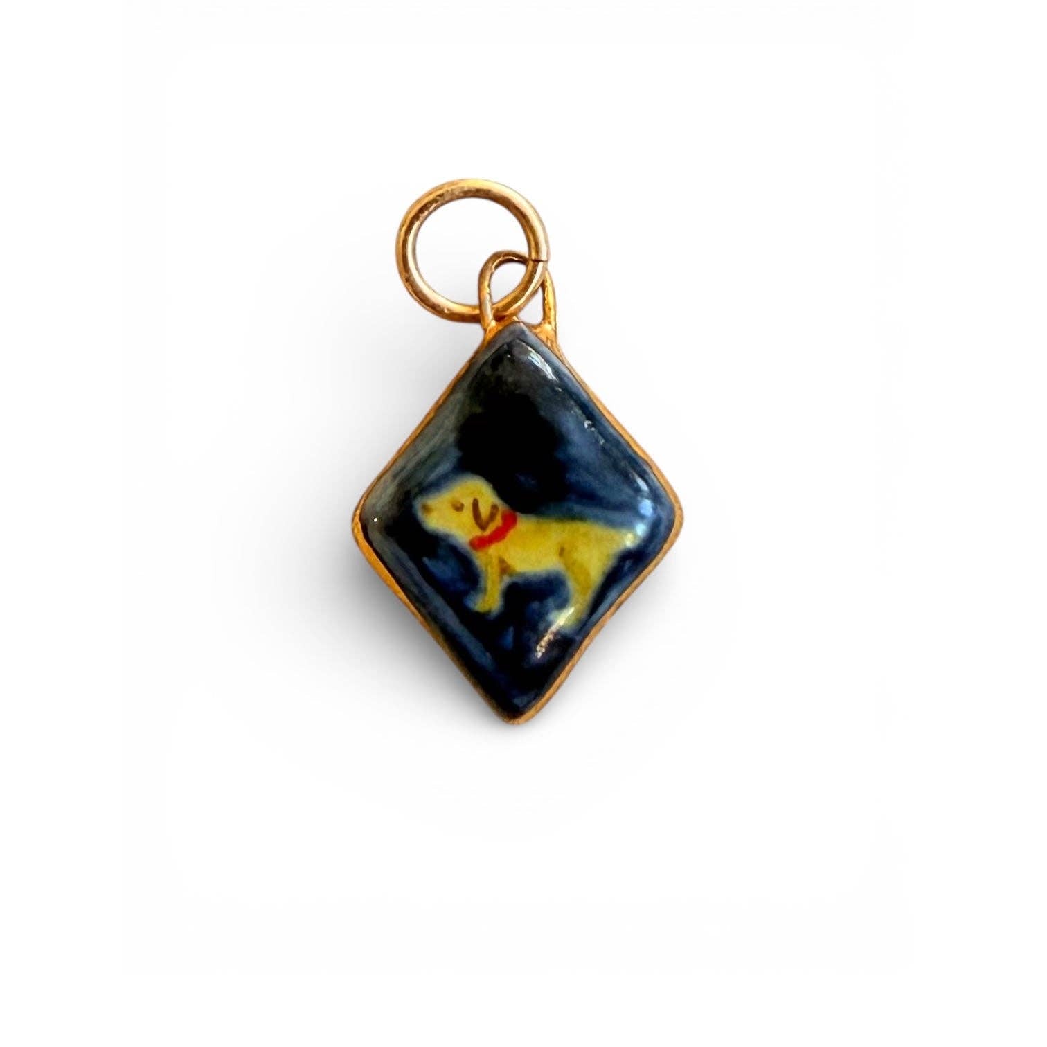 Vintage Dog Navy Diamond Charm