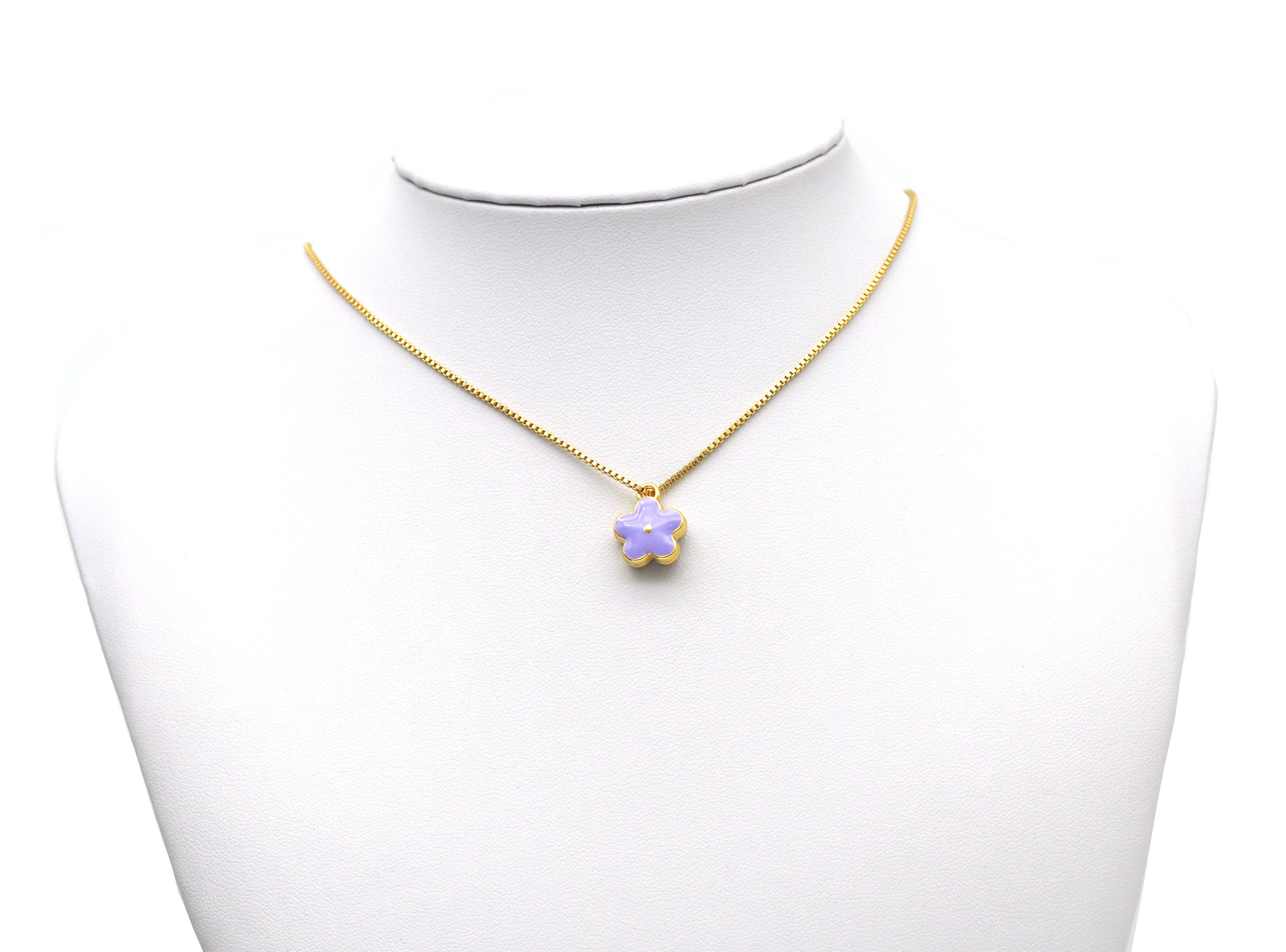 Enamel Flower Charm, Sky Blue