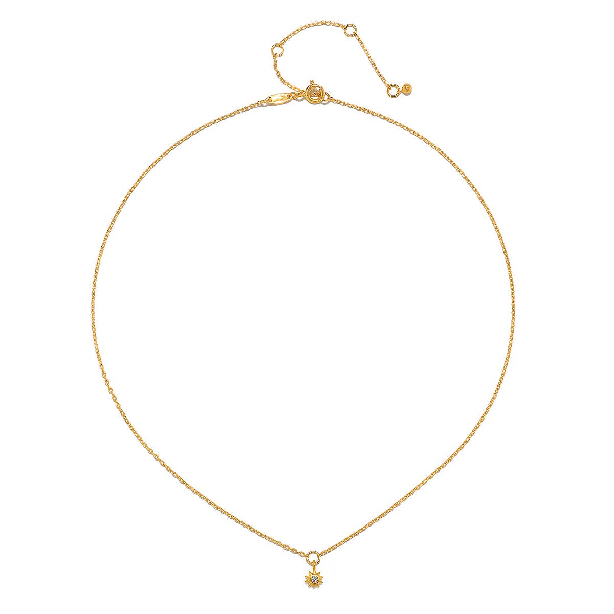 Inner Light 16" White Topaz Mini Sun Pendant Necklace
