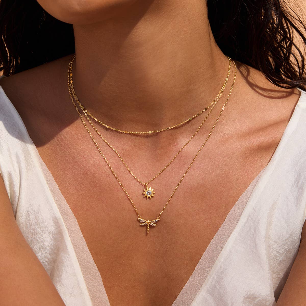 New Horizon White Topaz Sun Necklace 18"
