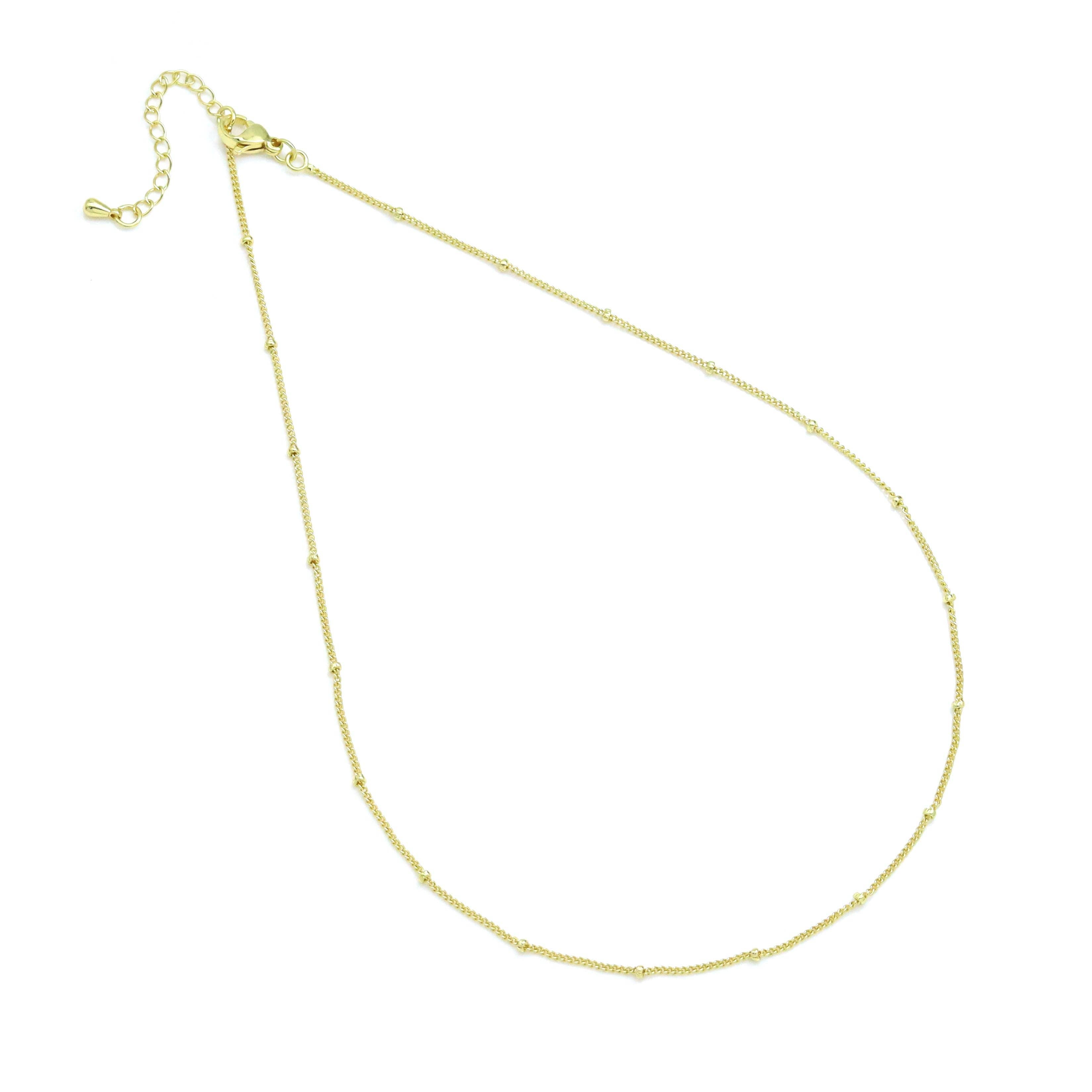 Gold Silver Danity Ball Adjustable Necklace, Sku#LX595: Gold