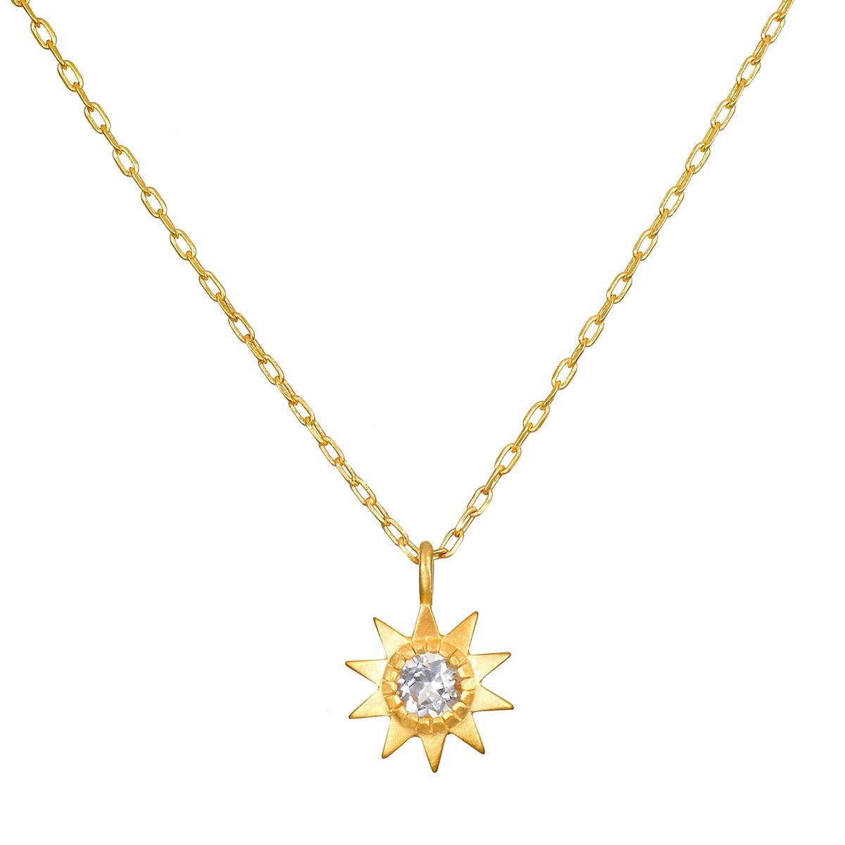 New Horizon White Topaz Sun Necklace 18"