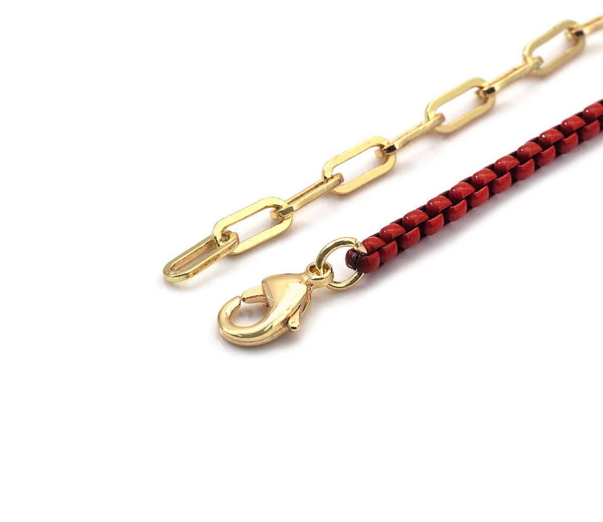 Gold Paperclip Colorful Enamel Box chain Necklace, sku#EF195: 14 Seafoam light Blue