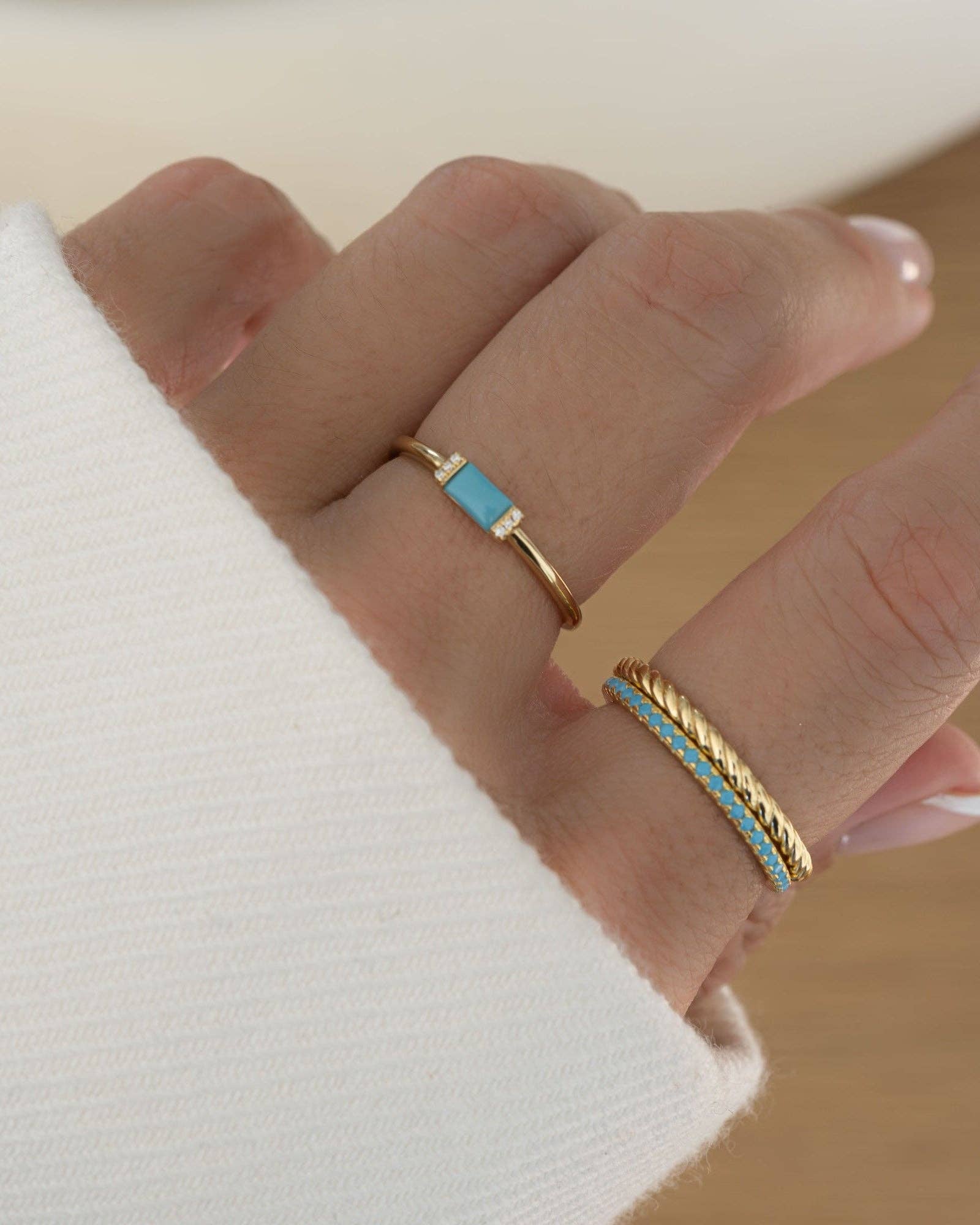 Turquoise Simple Baguette Ring