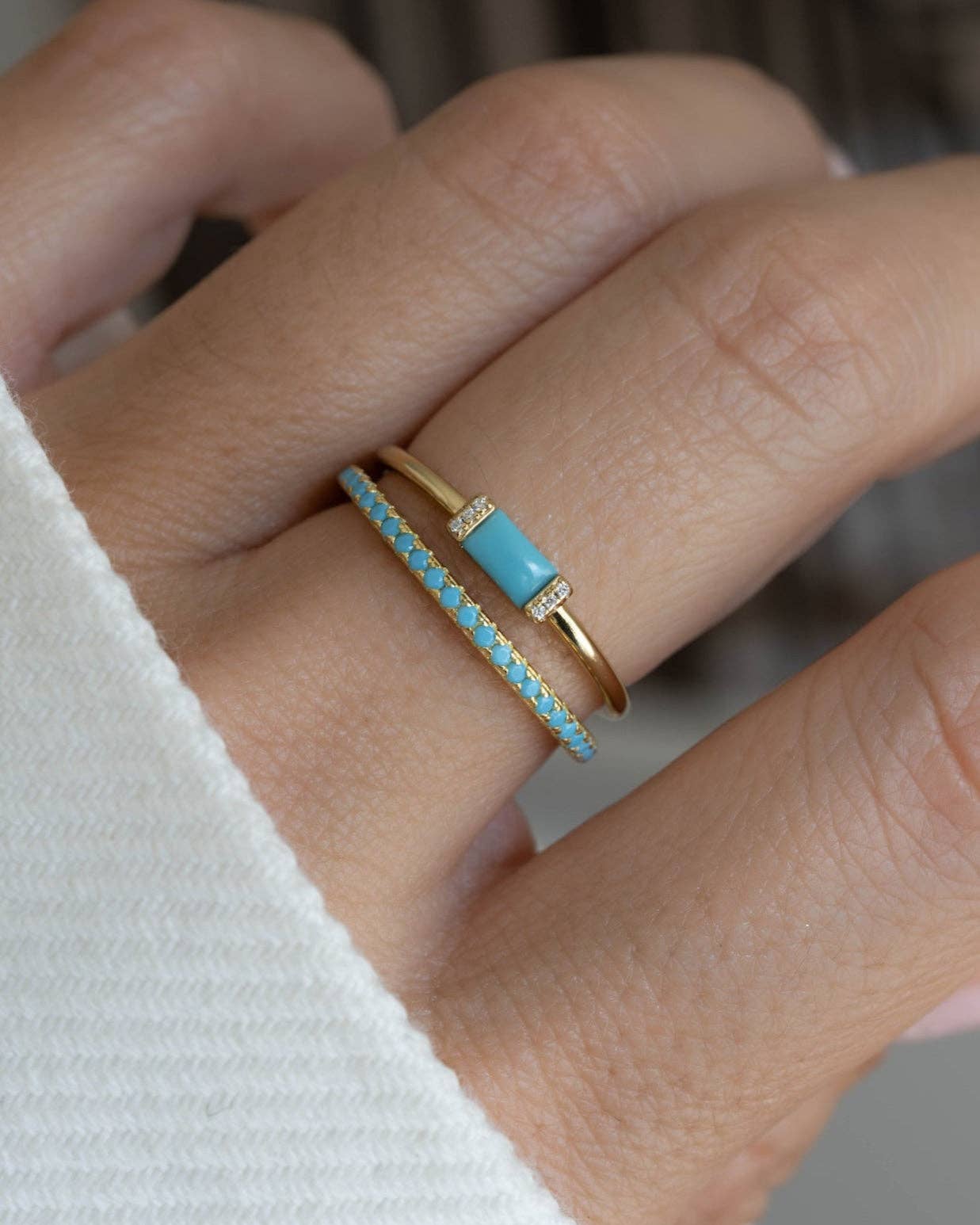 Turquoise Simple Baguette Ring