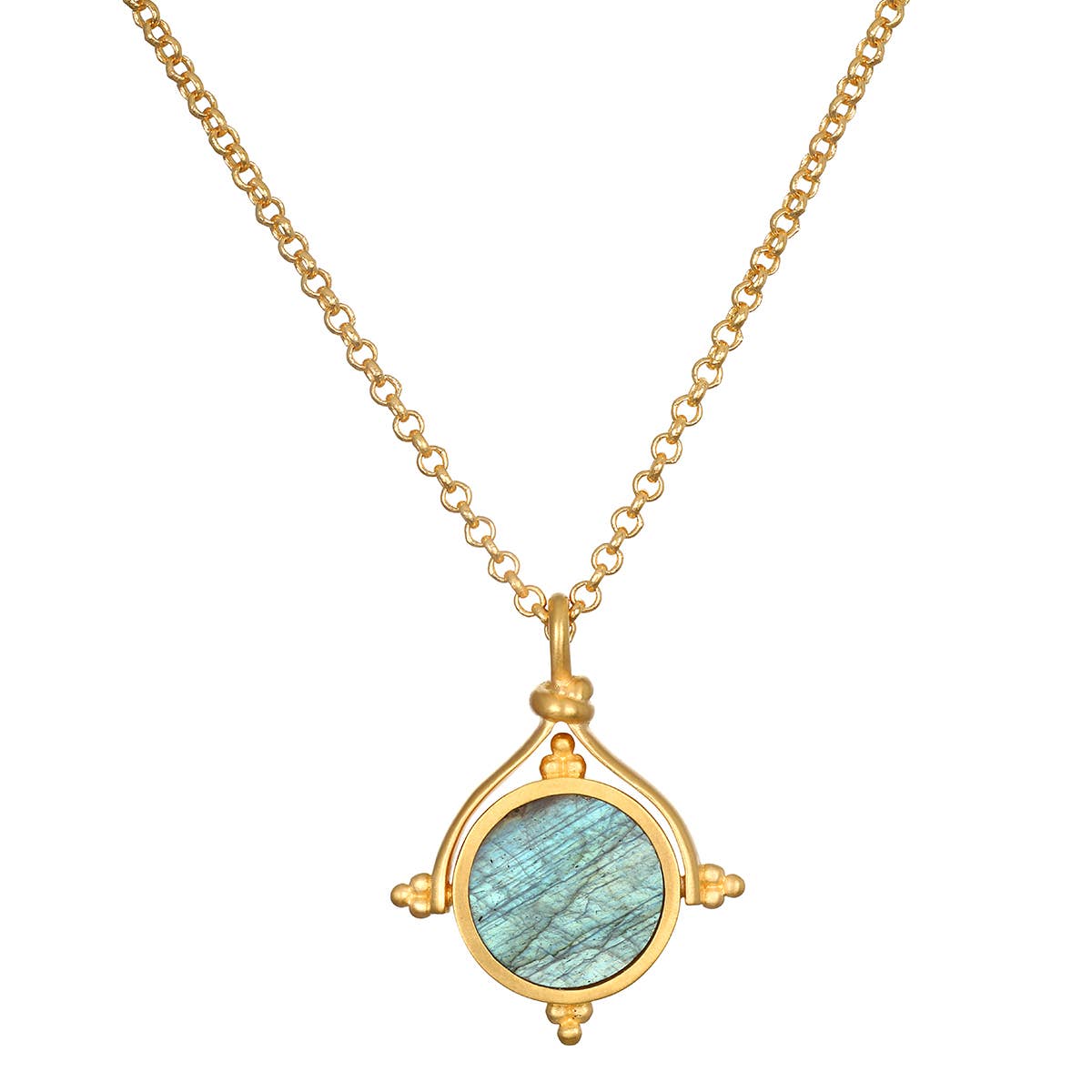 18" Labradorite Lotus Spinner Necklace