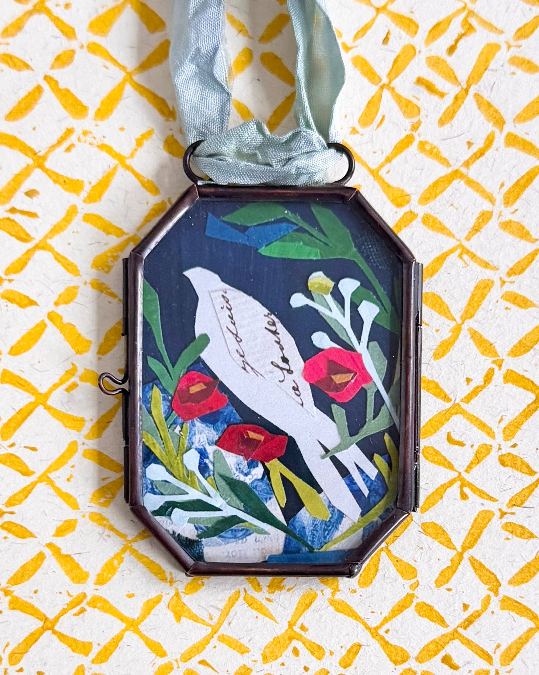 Rose Dove ~ Art Locket Vintage Decor Handmade