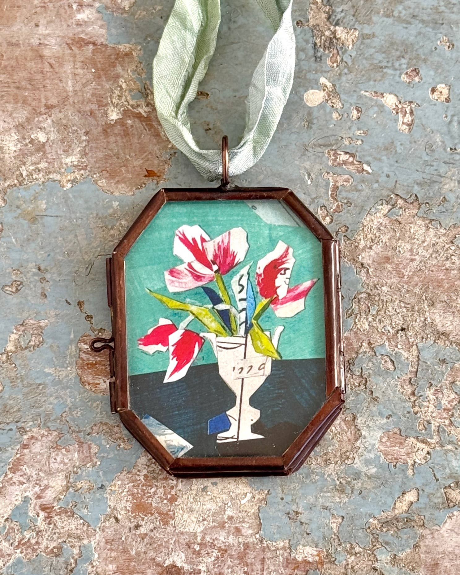 Parrot Tulips ~ Art Locket Floral Vintage Decor Handmade