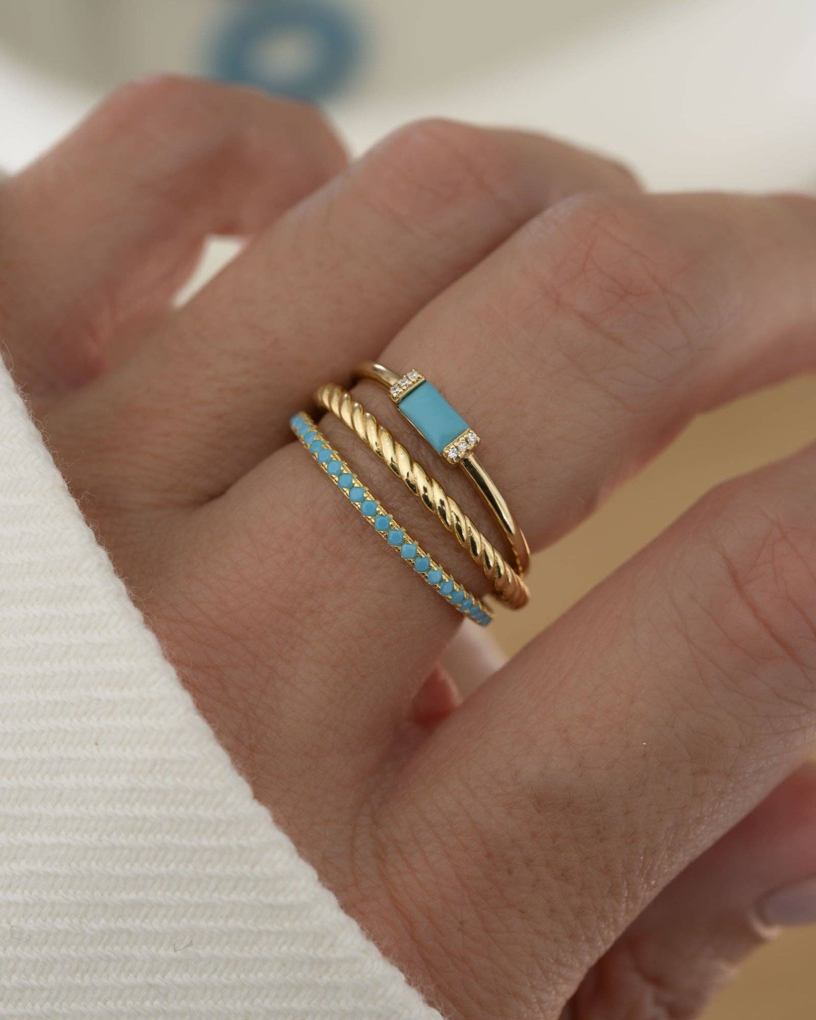 Turquoise Simple Baguette Ring