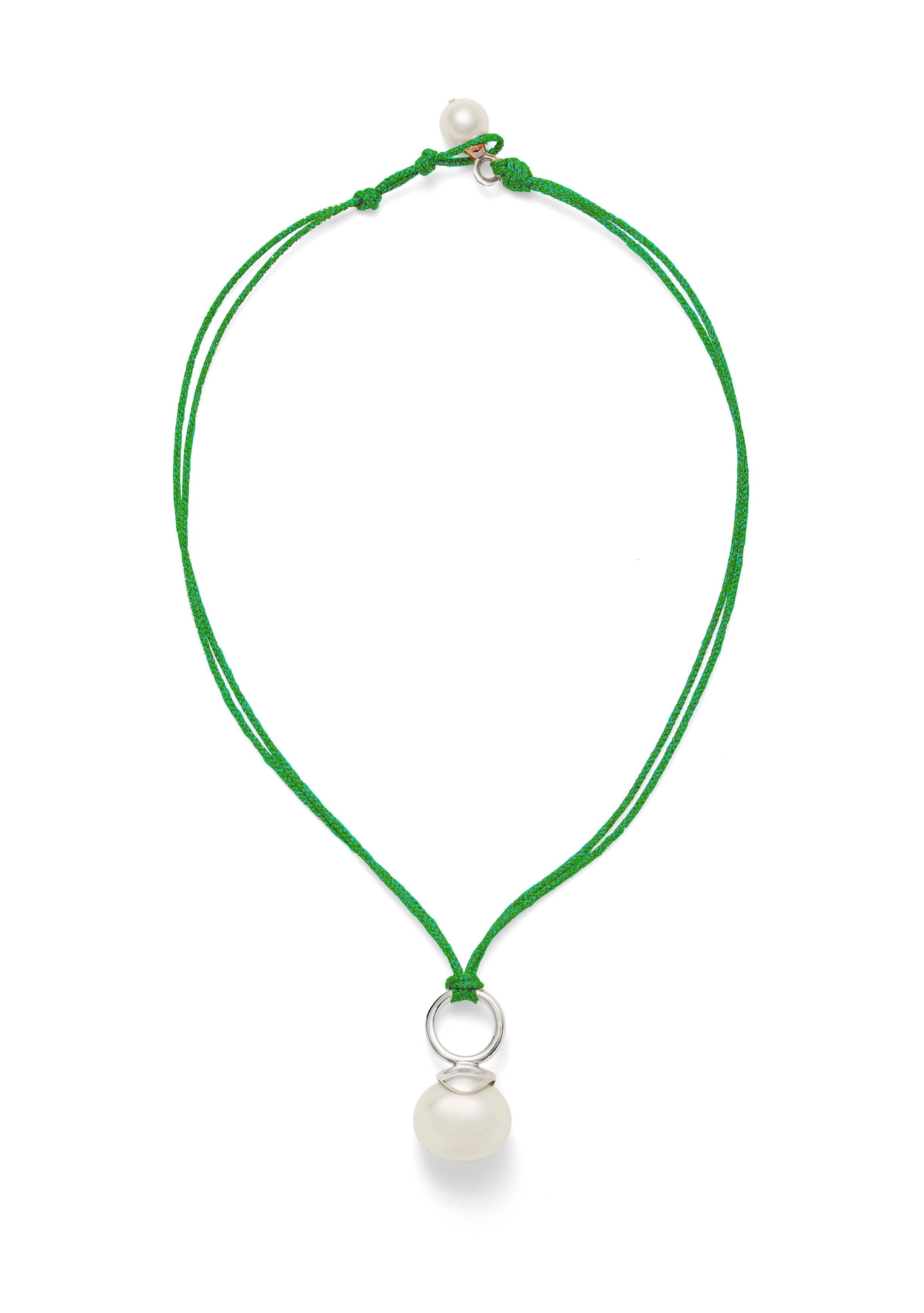 White Pebble Pearl + Sterling Pendant ~ a Palette of Cords