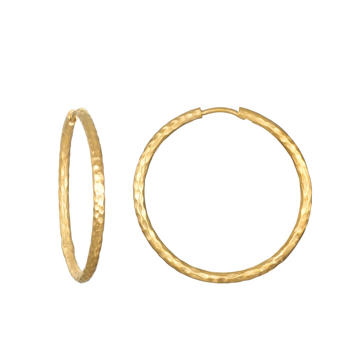 Textured Gold Large Hoop Earring