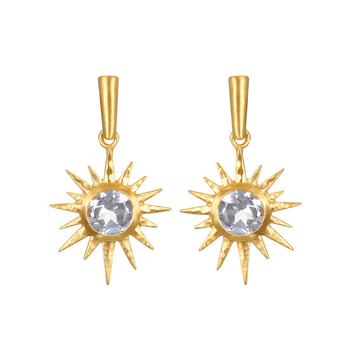 North Star White Topaz Starburst Earrings