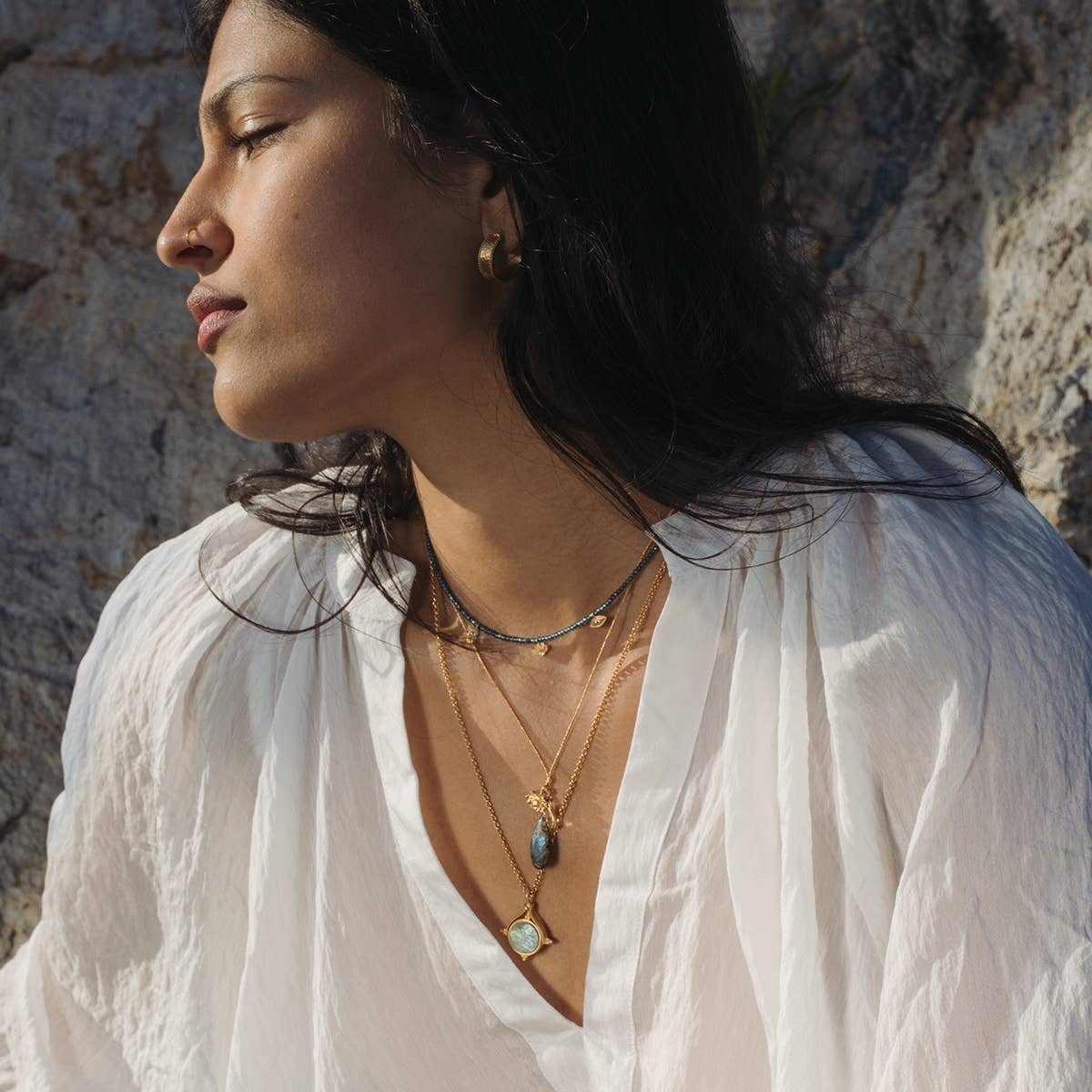 18" Labradorite Cord Charm Necklace