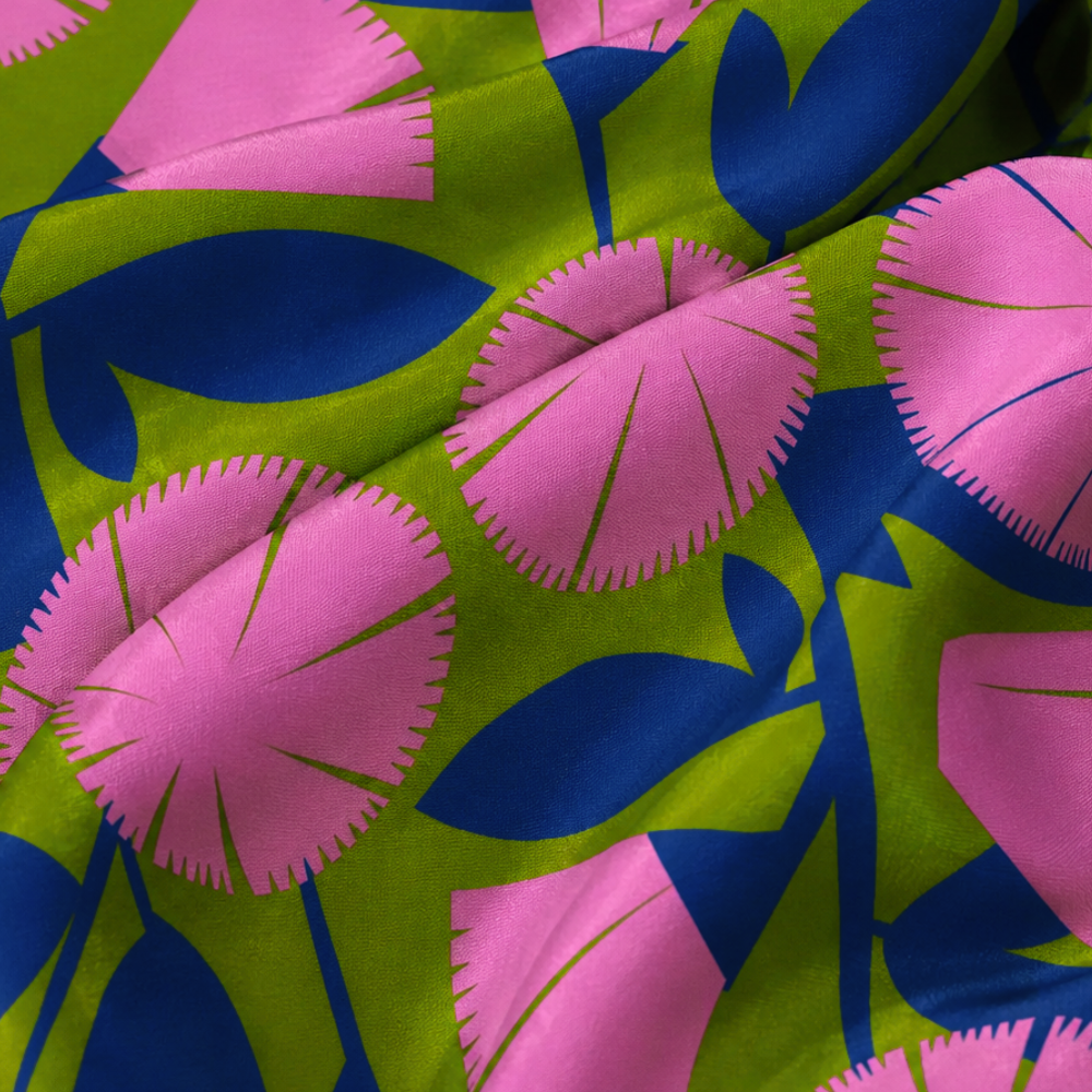 Pink & Green Dianthus Scarf 100% Silk | Floral | Women