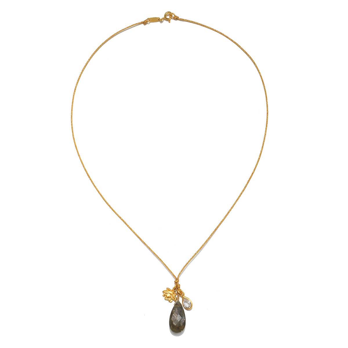 18" Labradorite Cord Charm Necklace