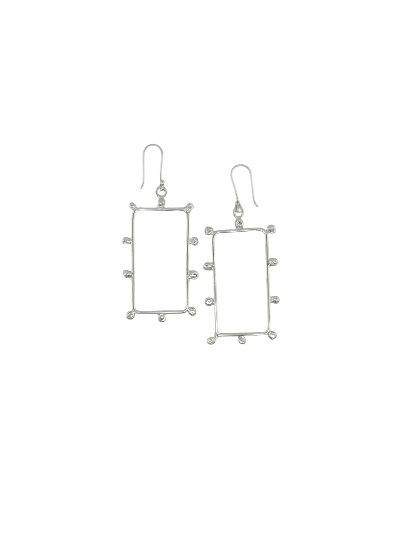 Sterling Silver Rectangle Drop Earring