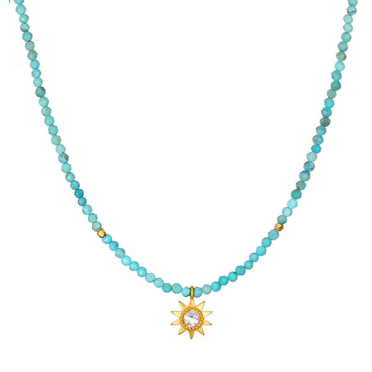 Tranquil Dawn Turquoise Sun Choker Necklace 14"