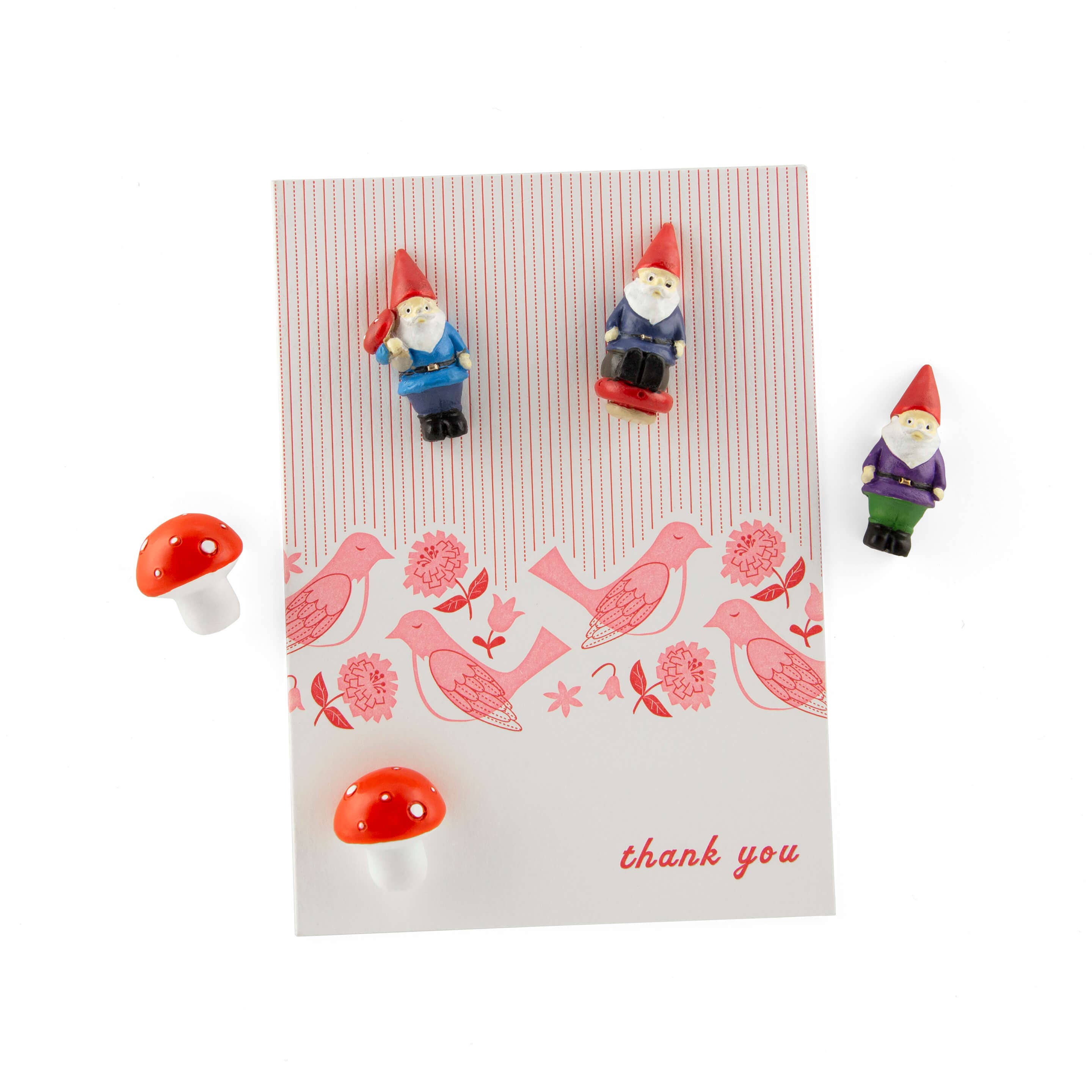 Colorful gnome + mushroom magnets