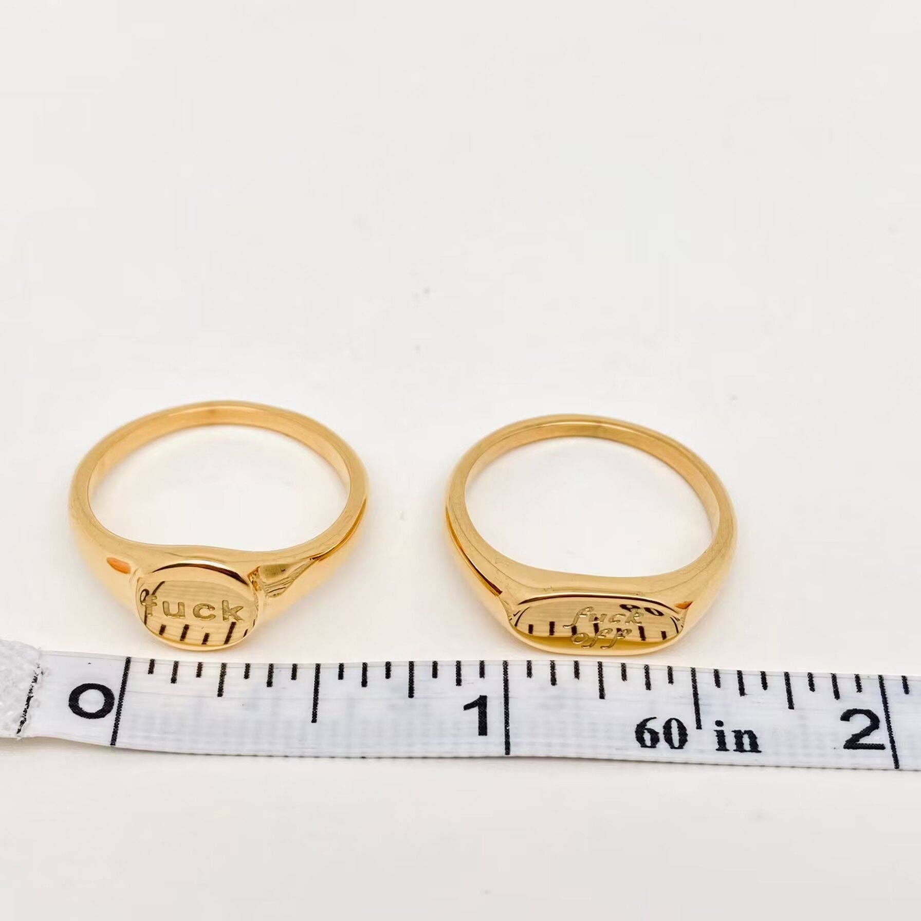 Geometric "Fuck Off" 18K Gold Plated Stainless Steel Ring