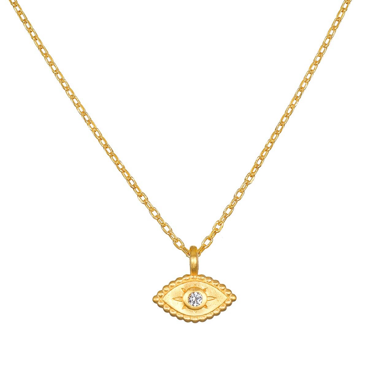 Shielded Spirit White Topaz Evil Eye Necklace 16"