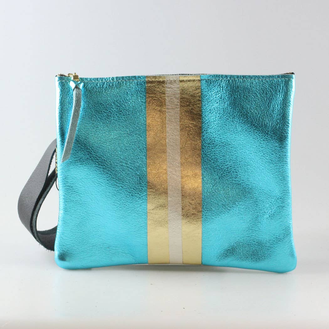 The METALLIC Stripe Taylor: Jet: 1stripe Platinum / Unlined / 11"x9.5"