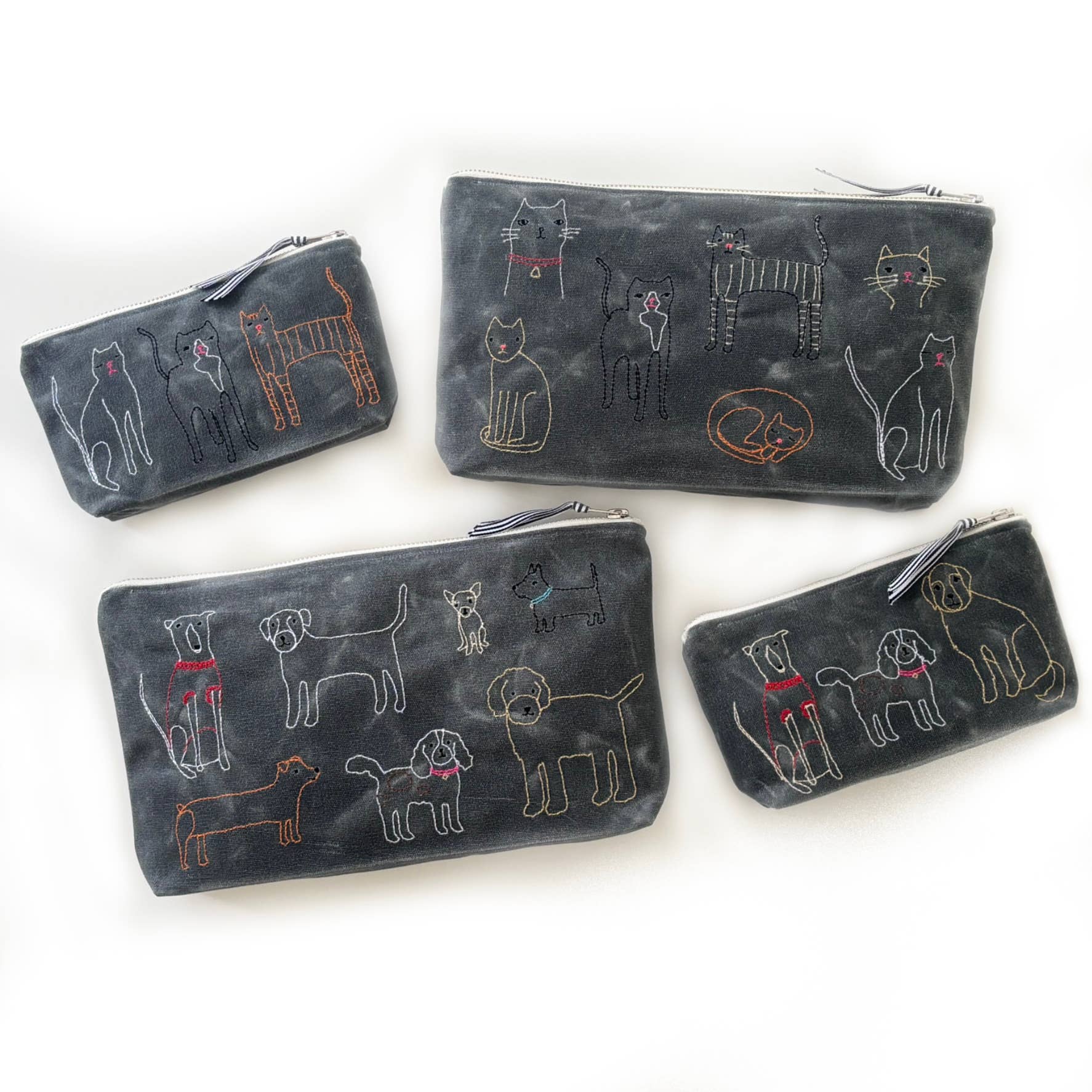 Cats Waxed Canvas Pouch : Large