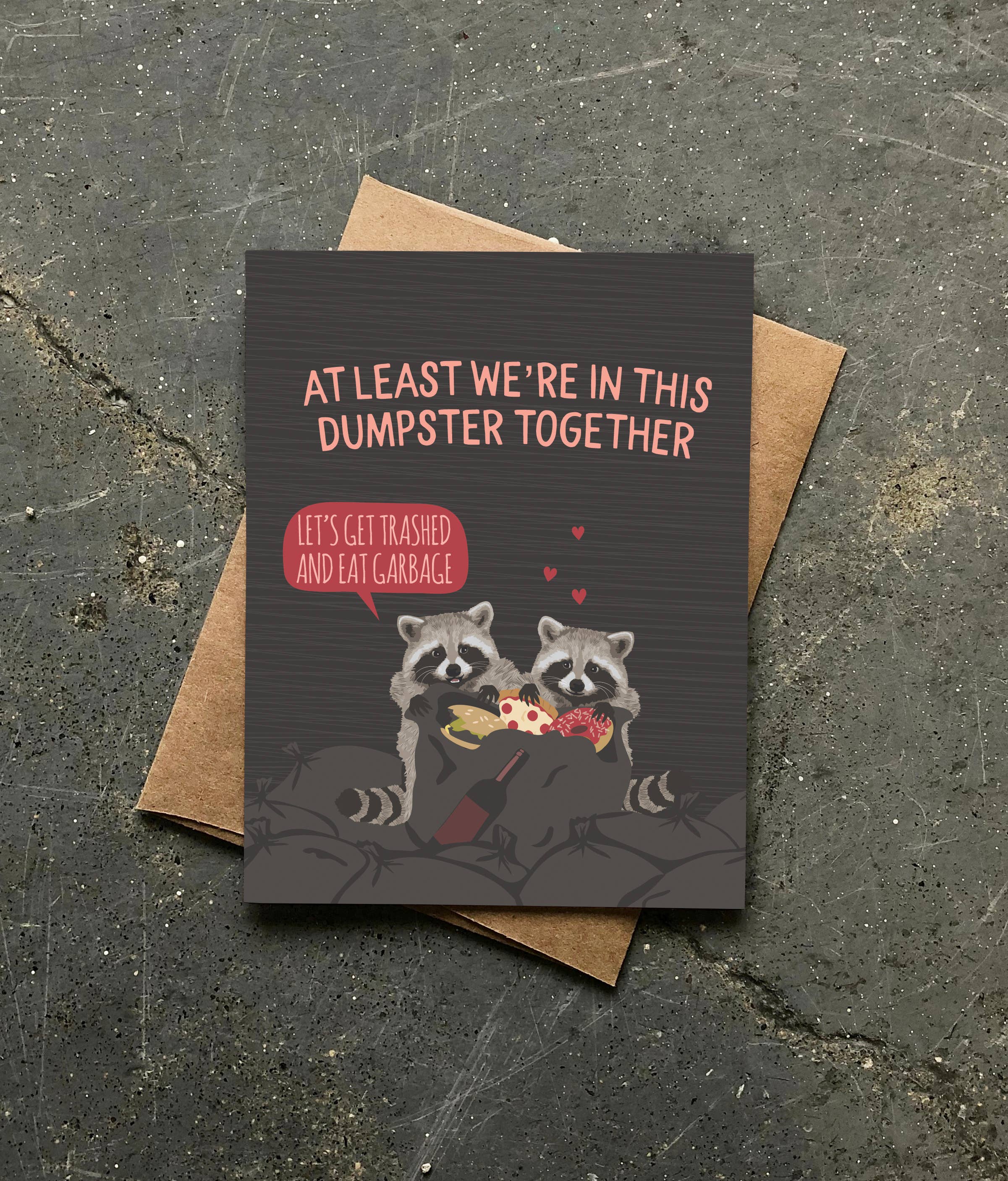 Dumpster Together Raccoons Card