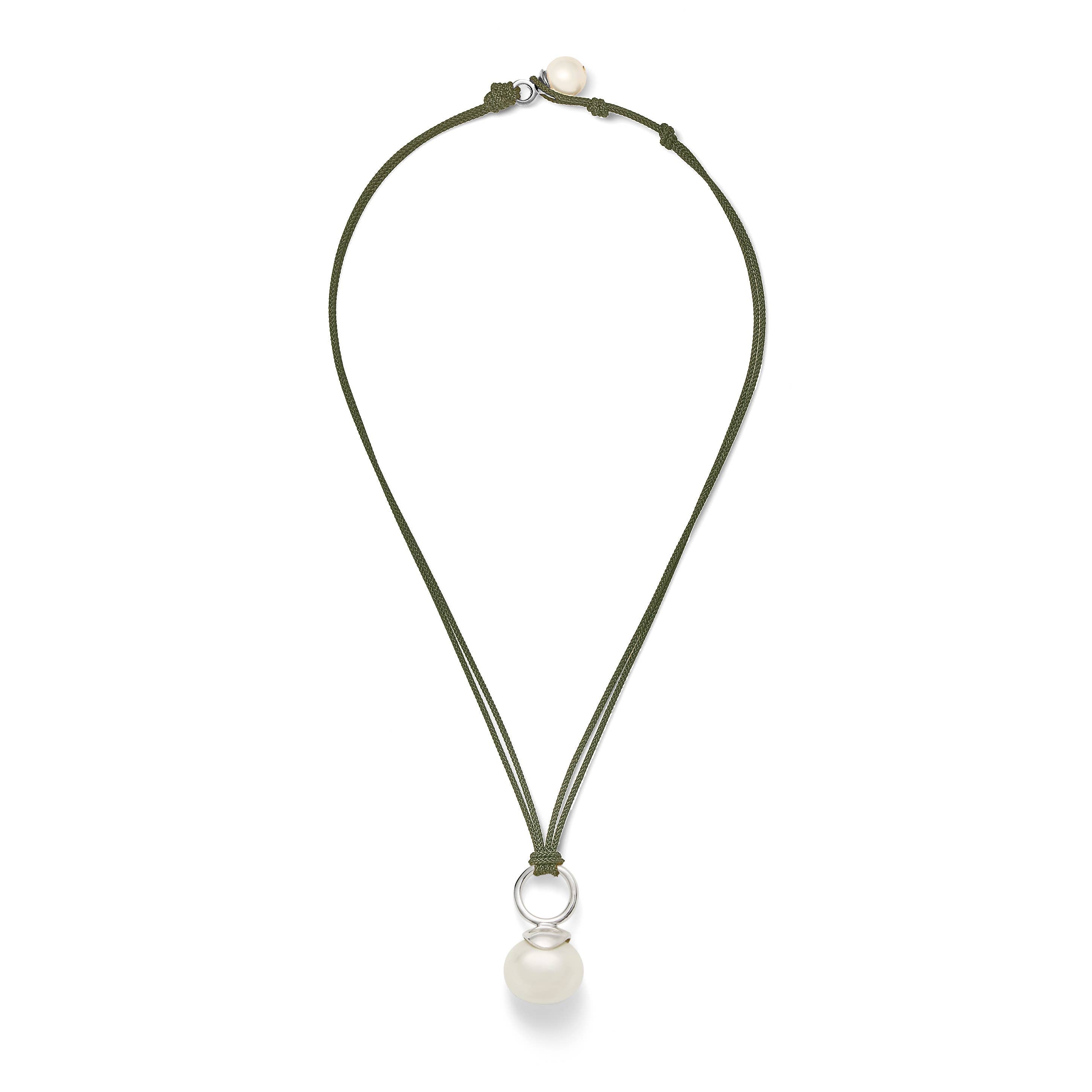 White Pebble Pearl + Sterling Pendant ~ a Palette of Cords
