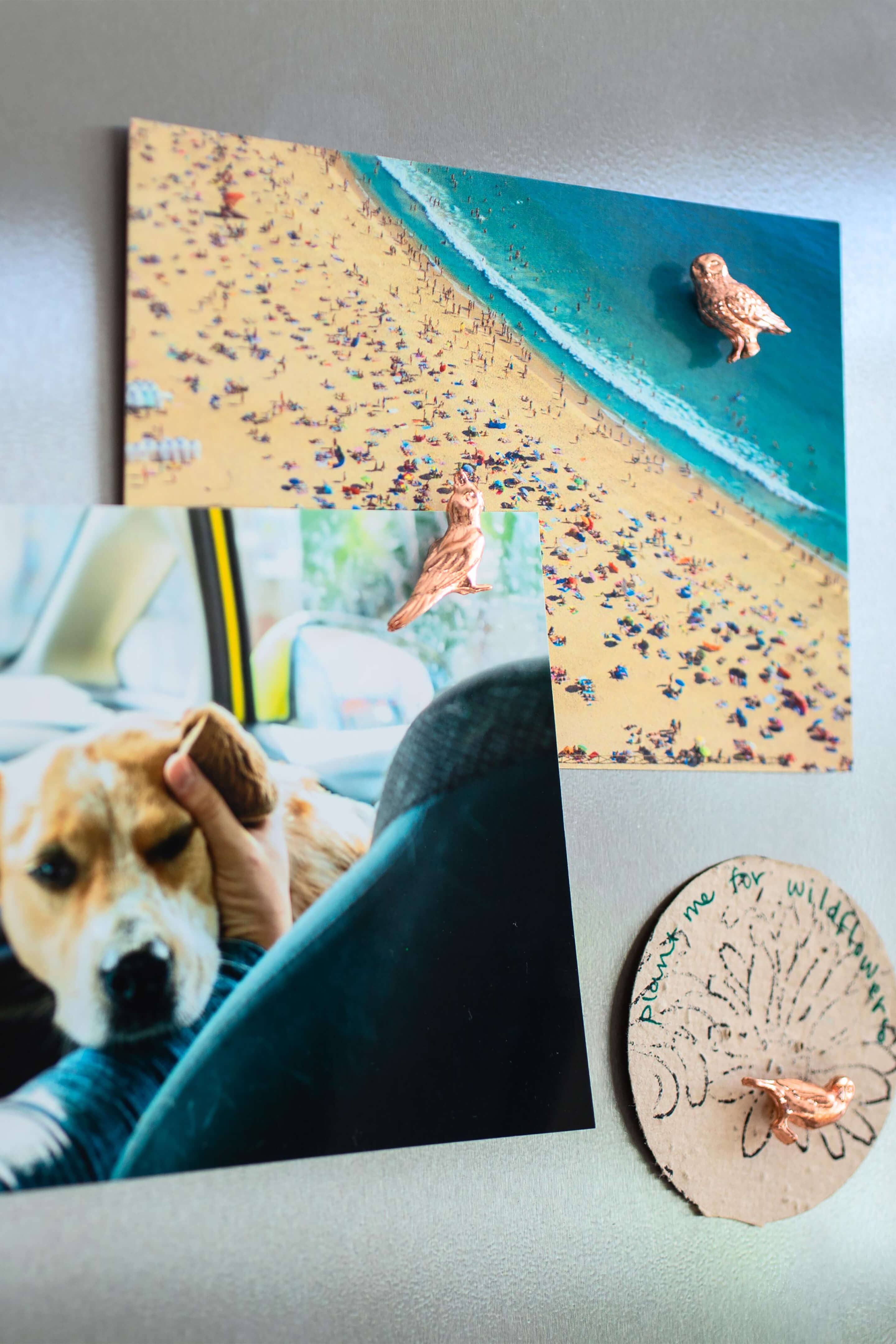 Cast metal bird magnets