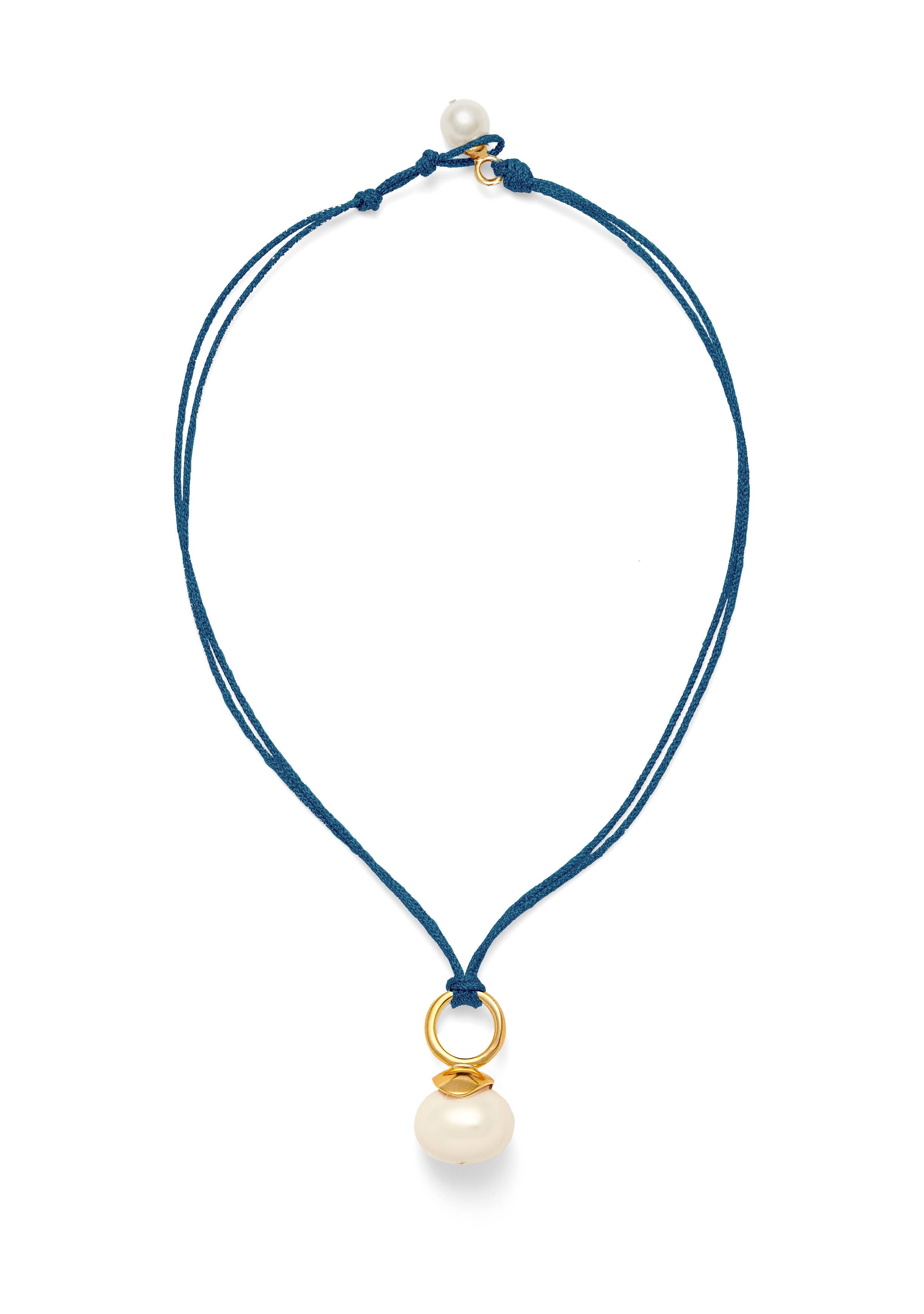 White Pebble Pearl Pendant ~ a Palette of Cords: Military green