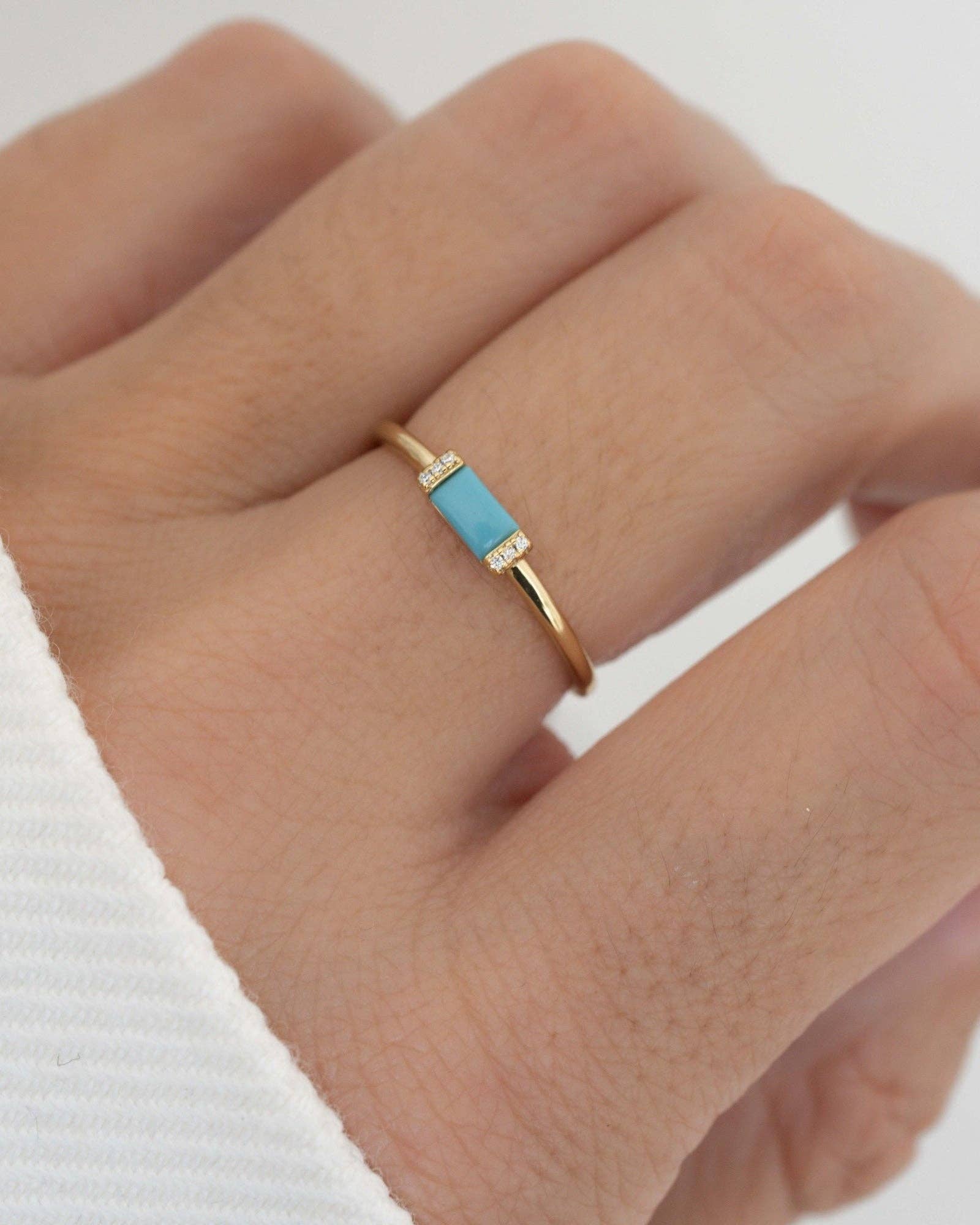 Turquoise Simple Baguette Ring