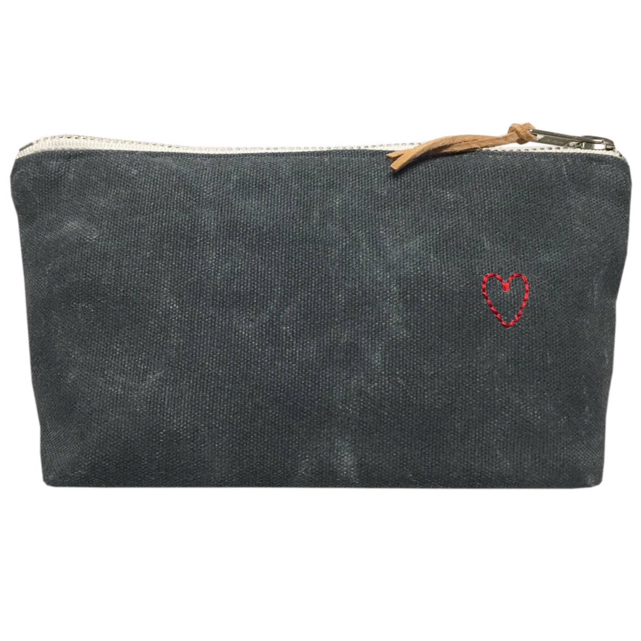 Tiny Heart Waxed Canvas Pouch