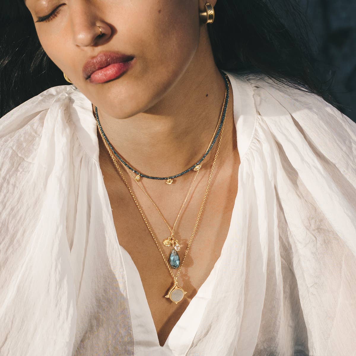 18" Labradorite Cord Charm Necklace