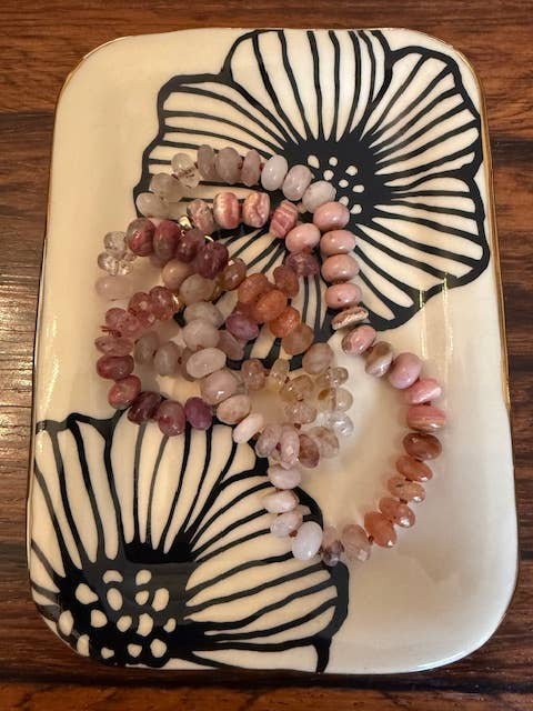 Handmade Ceramic Floral & Gold Tray