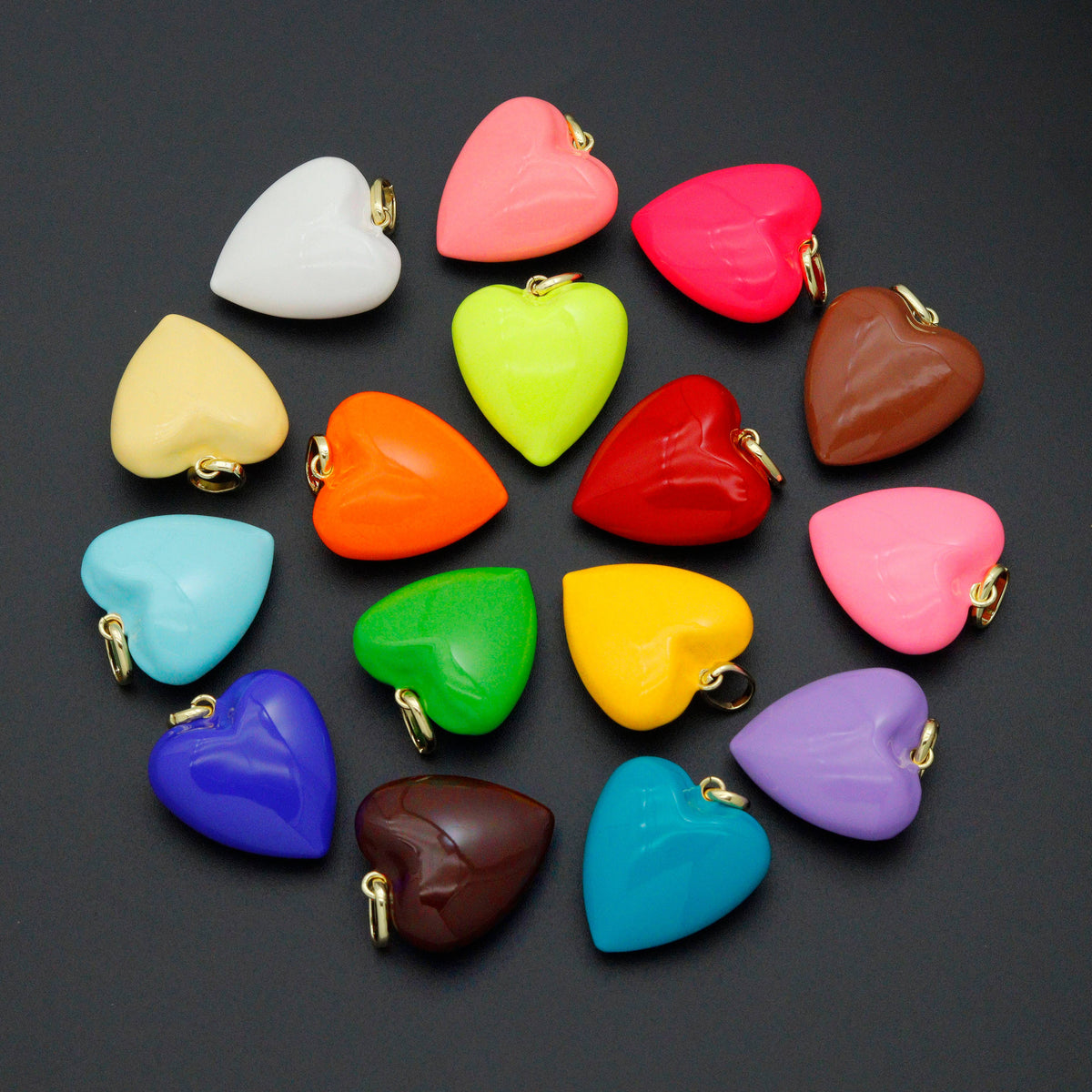 Puffy Glossed Hearts Collection, Sku#LX998: #16 Dark Brown