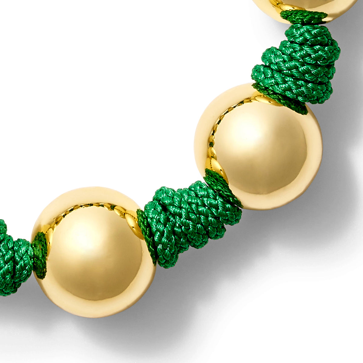 The Knotty Pearled Bracelet ~ Gold: Military Green / 7 1/2"