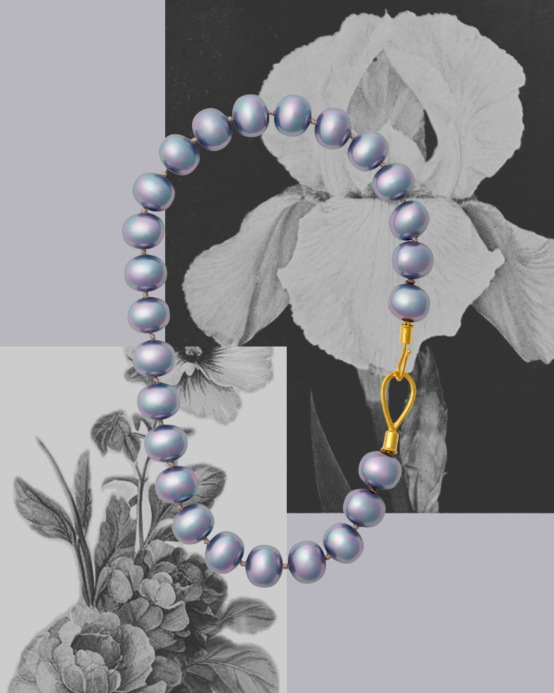 Iris Lasso Clasp Pebble Pearl Statement Necklace