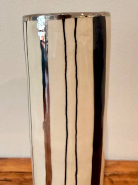 XL Handmade Heirloom Stripe Ceramic Vase in PLATINUM S M L