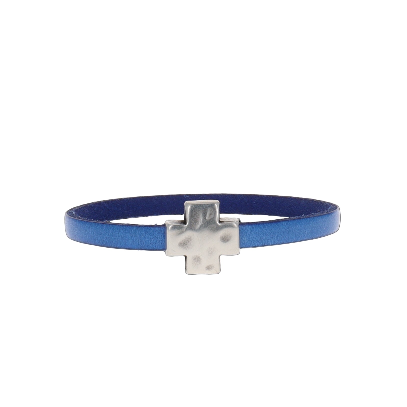Blueberry Single Wrap Bracelet with Silver Cross