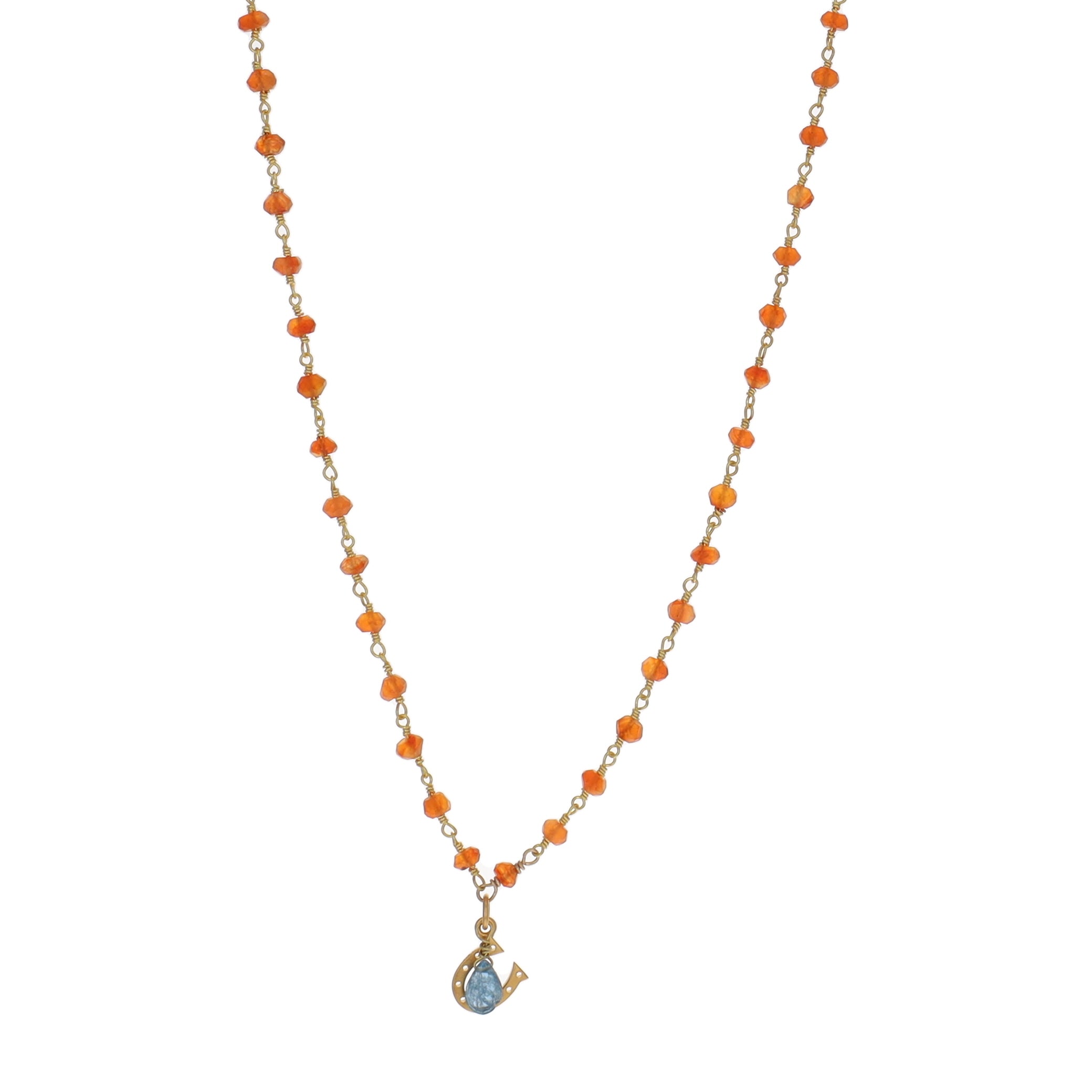 Carnelian and Horseshoe Charm Necklace