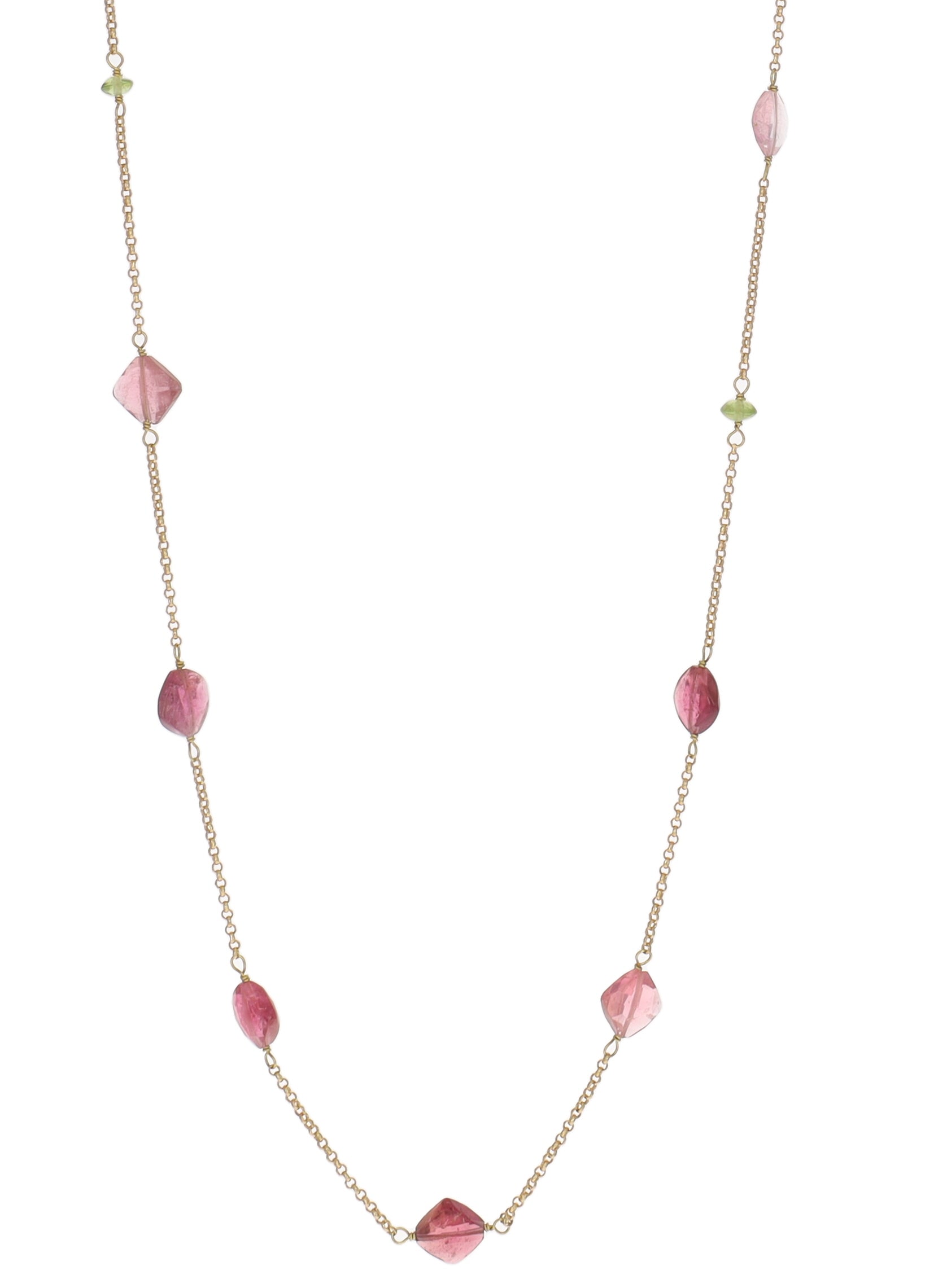 Watermelon Tourmaline and Chain Necklace