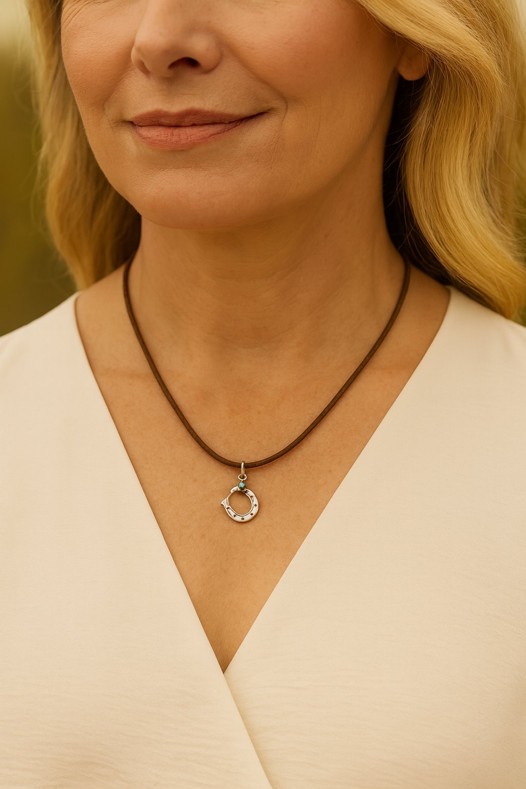 Saddle Leather with Silver Horseshoe