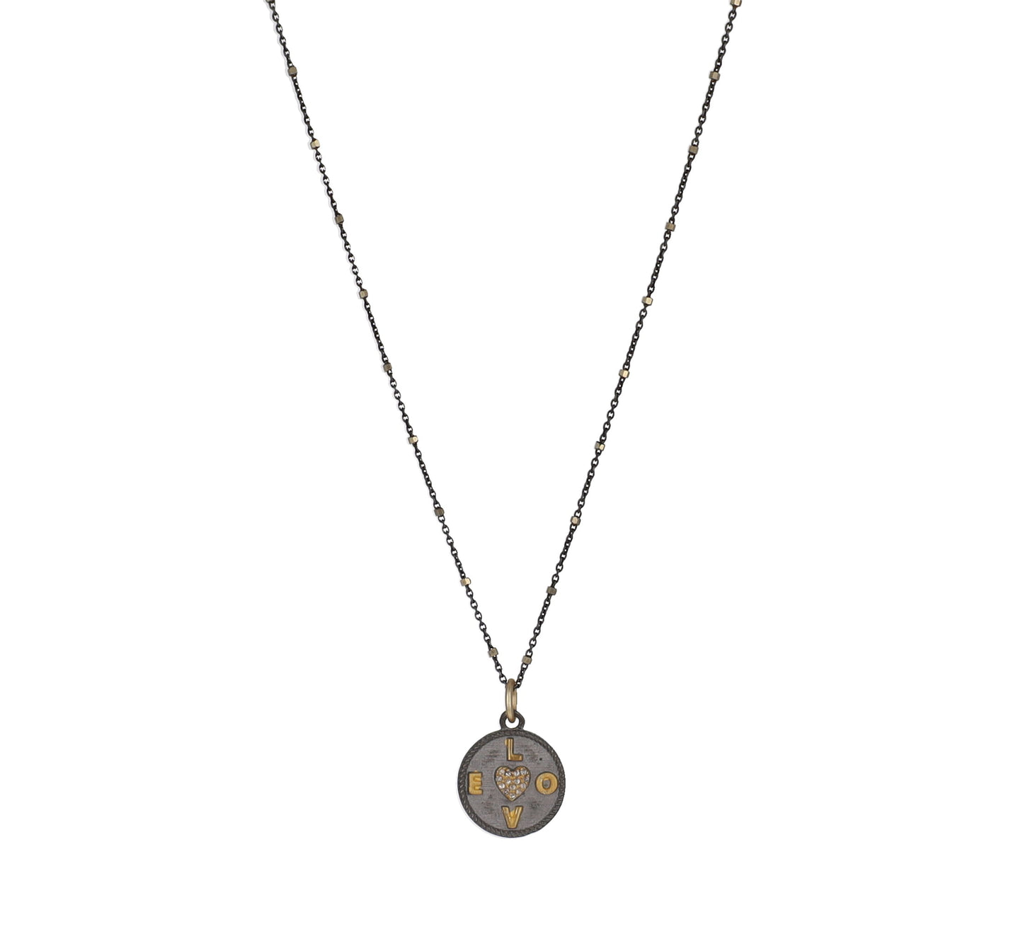 Circle of LOVE Charm Oxidized Silver