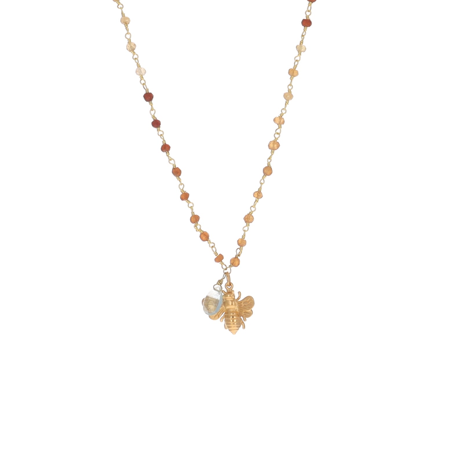 Citrine and Bee Charm Necklace
