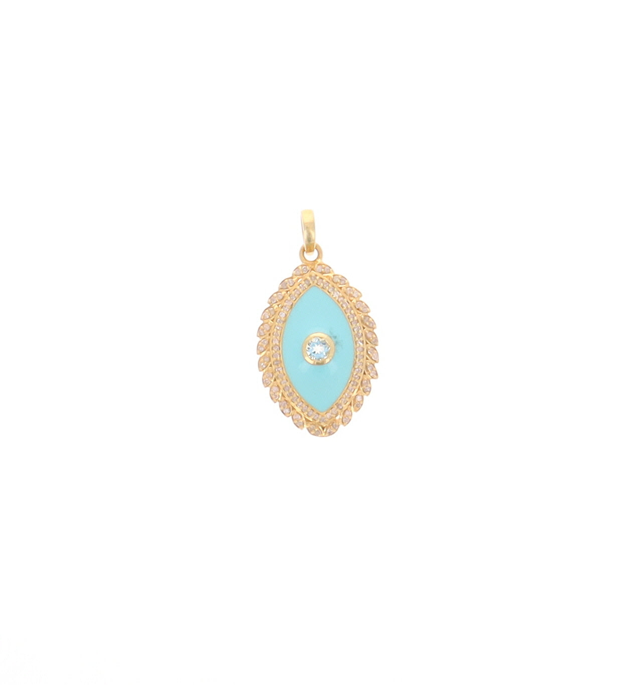 Turquoise Enamel Protective Eye Charm with Aquamarine Stone