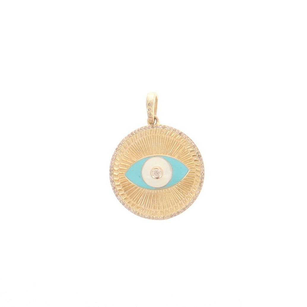 Protective Eye Charm with Turquoise and Diamonds