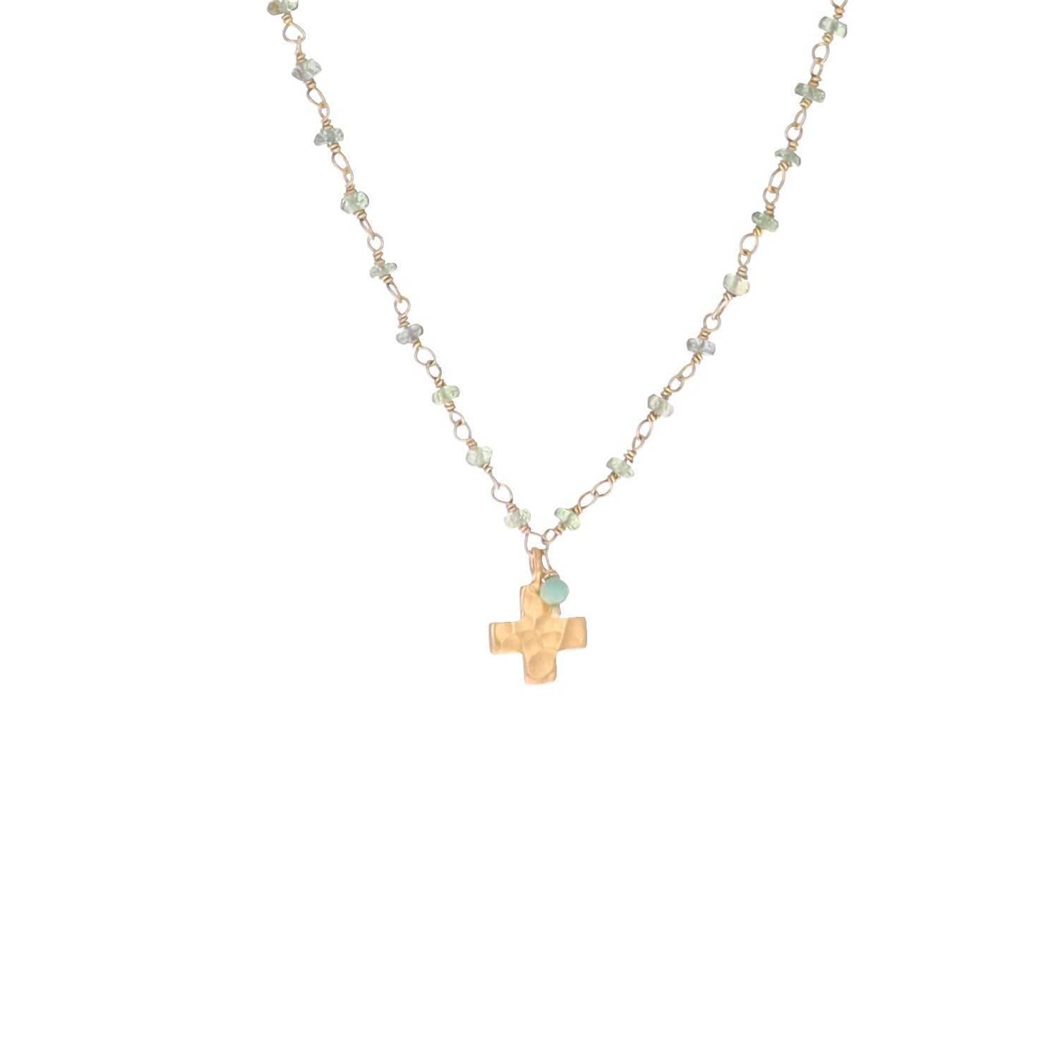 Sapphire Small Cross Charm Necklace