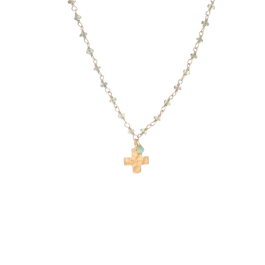 Sapphire Small Cross Charm Necklace
